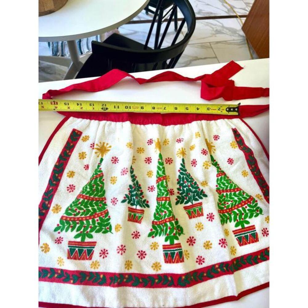 Adorable Vintage christmas Apron towel material Atomic Retro 1960s